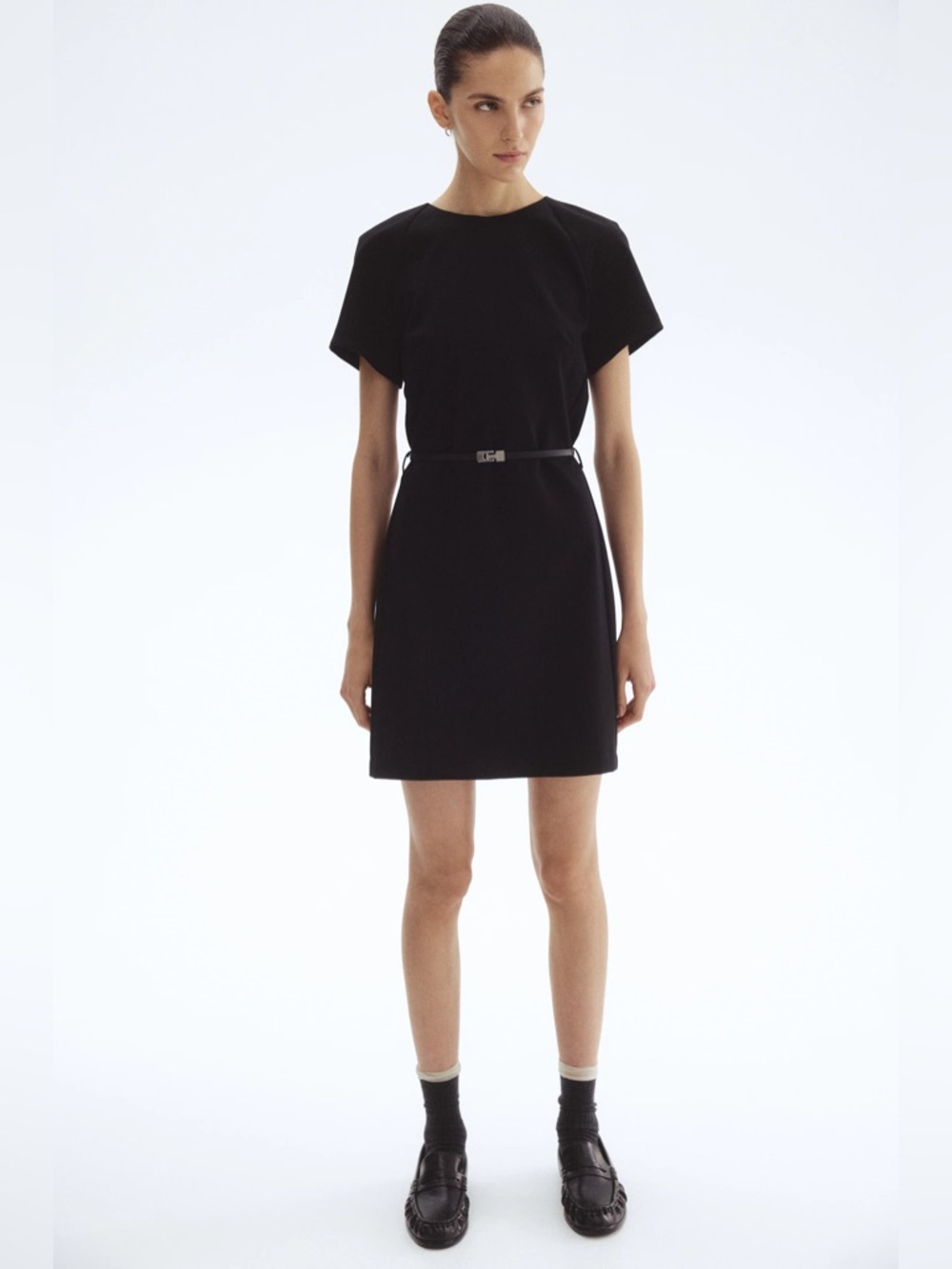 Banana Republic Black Short Sleeve Mini Dress.